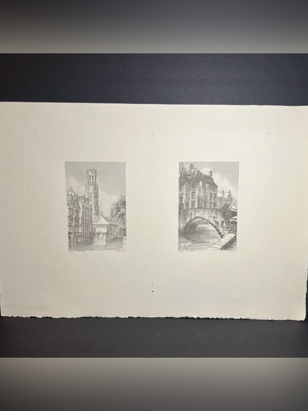 Bruges Belgium 2-Part Limited Edition #43 Lithograph Signed Guilini C Rik Axe